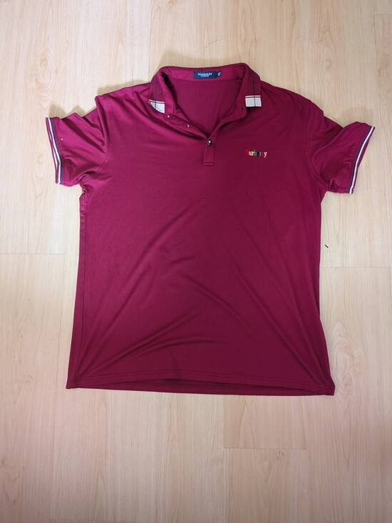 Burberry Other - Burberry London Polo Shirt Men's XXL Burgundy Nova Check Trim Short Sleeve